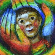 Meditationsbild "In Gottes Händen" von Sieger Köder. Bild vom Bild